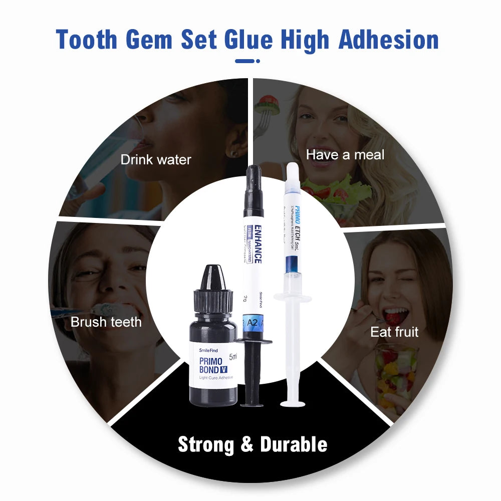 DIY Jewelry Tooth Gem Kit Glue Dental Crystal Decorations Etching Gel