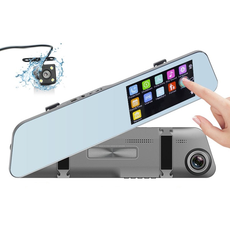 DVR Rearview Mirror Dual Lens Night Dash Cam