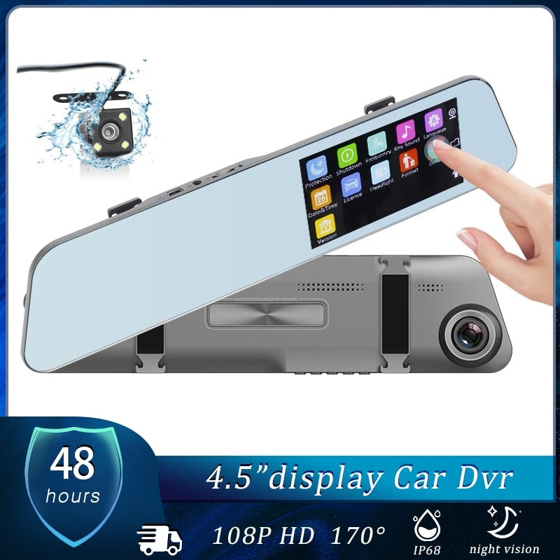 DVR Rearview Mirror Dual Lens Night Dash Cam