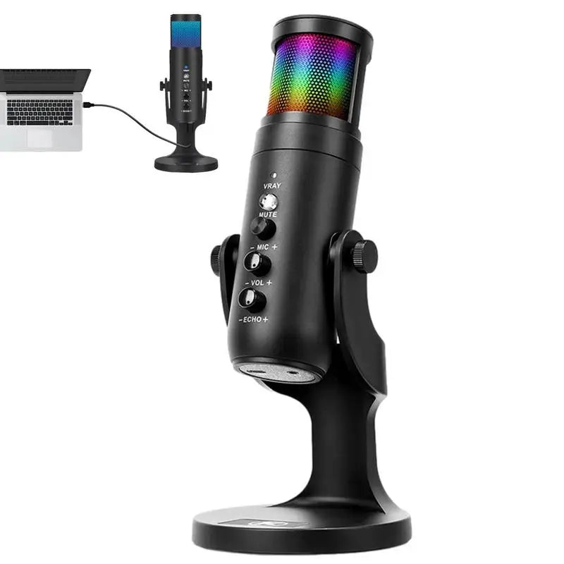 USB Condenser Mic, Quick Mute RGB Indicator Headphone Output