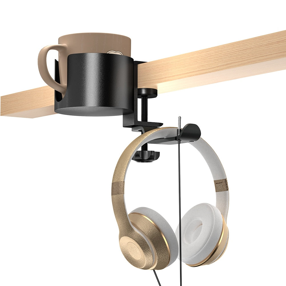 Gaming Headphone Stand Cup Holder with Clamp