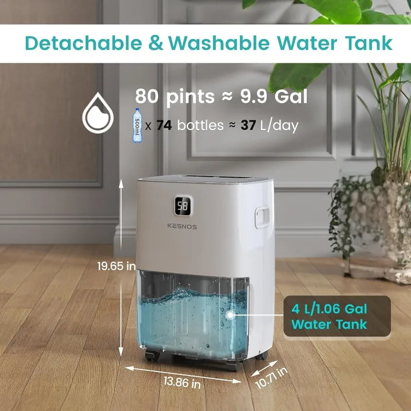 80 Pints Most Efficient Energy Star Dehumidifier with Front LCD Display for Home, Large Room - 5,500 Sq. Ft.