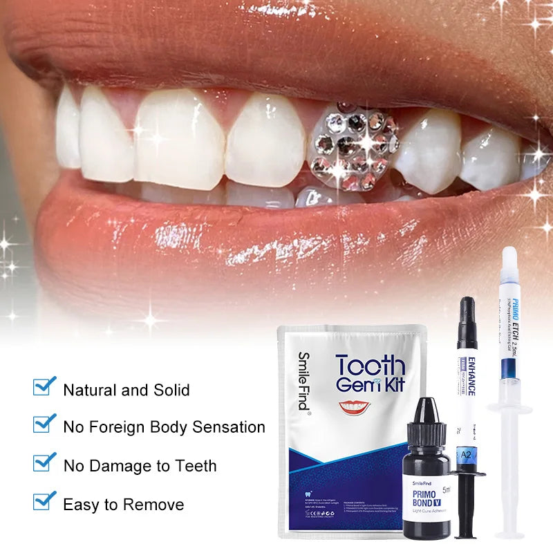 DIY Jewelry Tooth Gem Kit Glue Dental Crystal Decorations Etching Gel