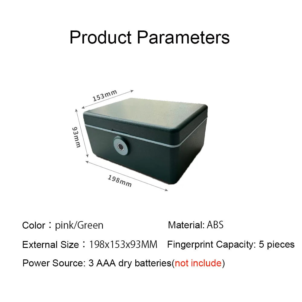 Biometric Fingerprint Safe Box Mini Safe Money Cash Jewelry Security Storage Box 