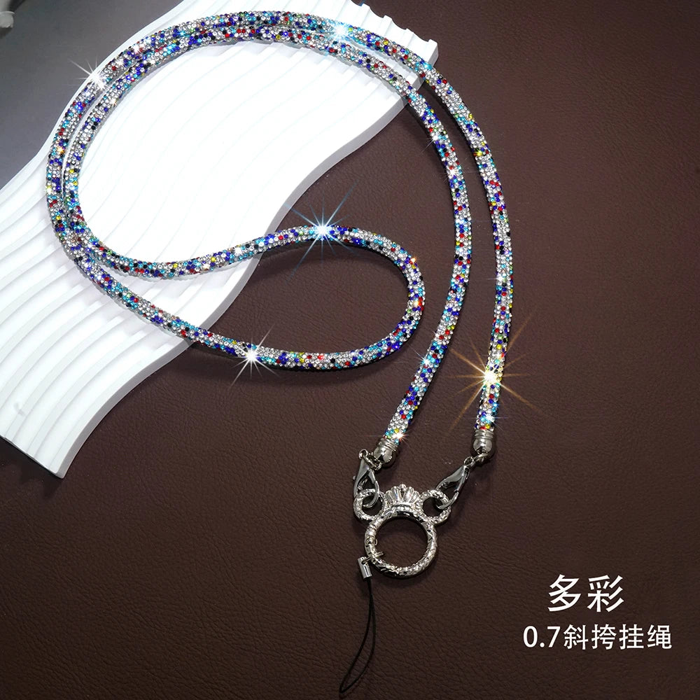 Rhinestone Trim Crossbody Neck Shoulder Mobile Phone Case