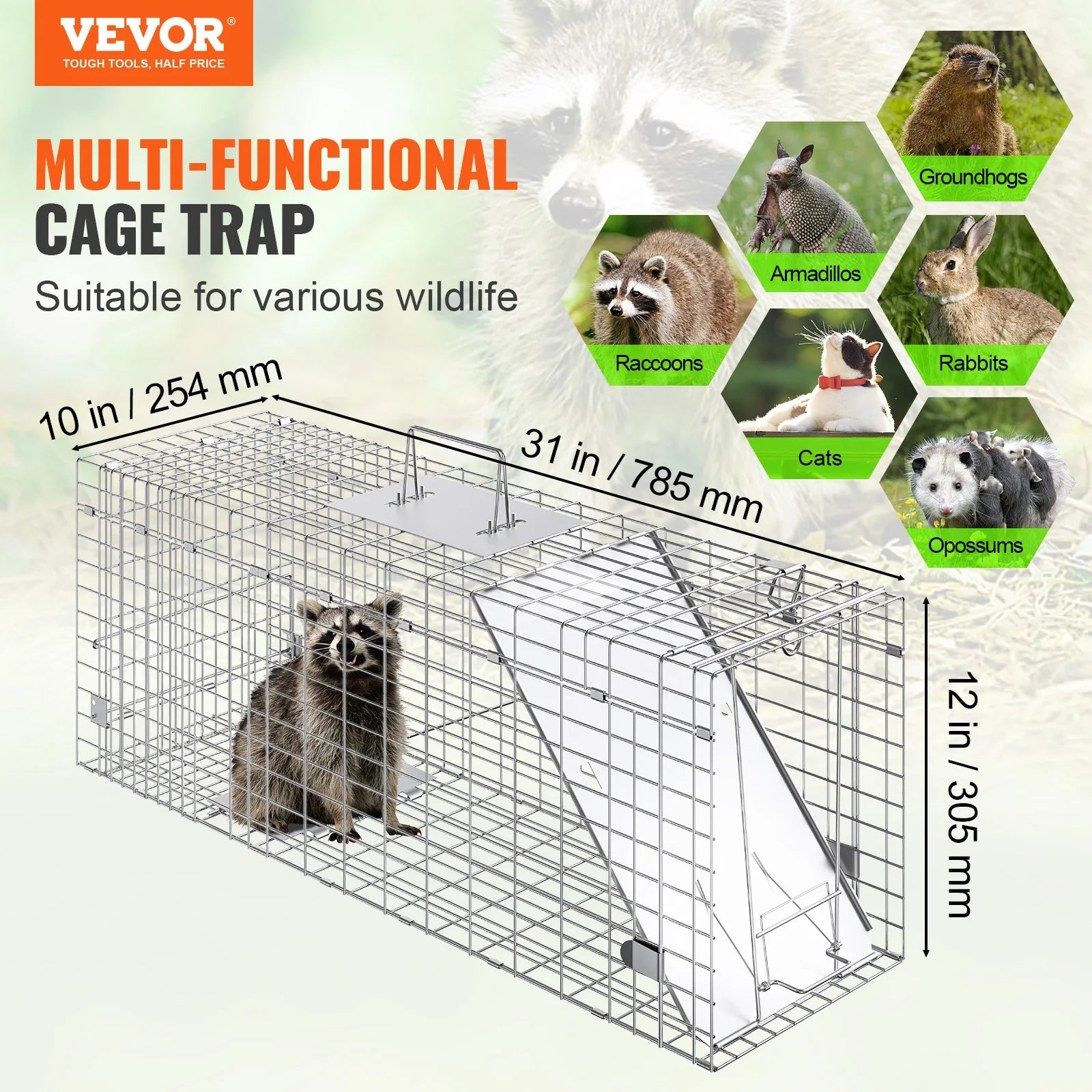 VEVOR 24314250in Live Humane Animal Folding Cage Trap
