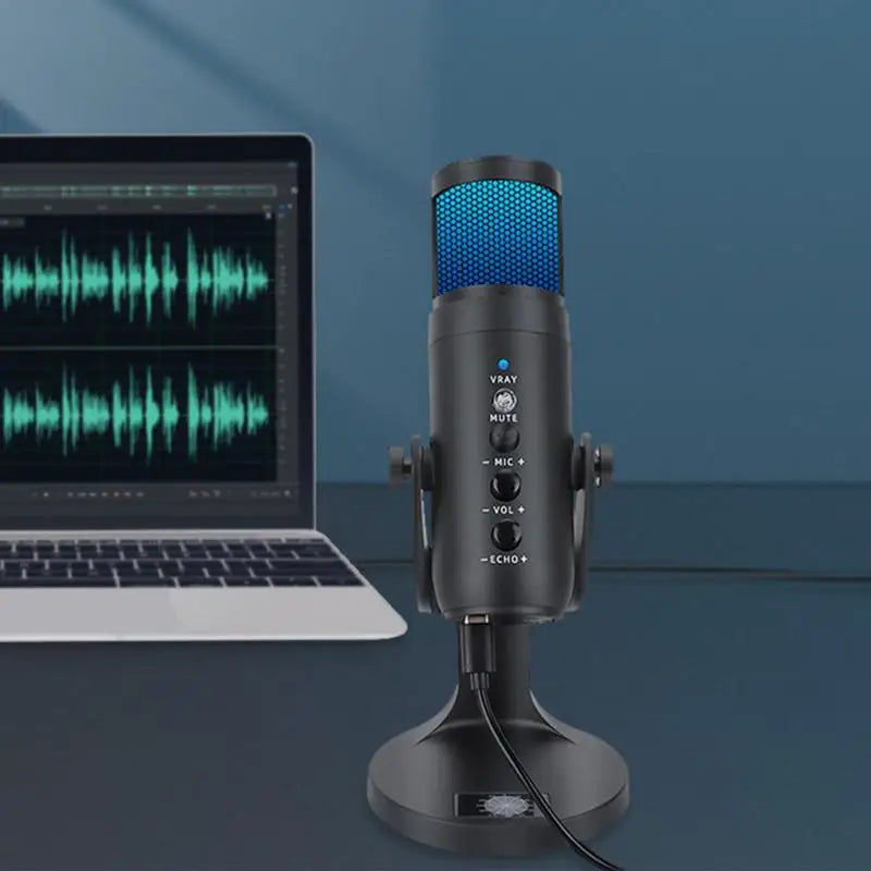 USB Condenser Mic, Quick Mute RGB Indicator Headphone Output