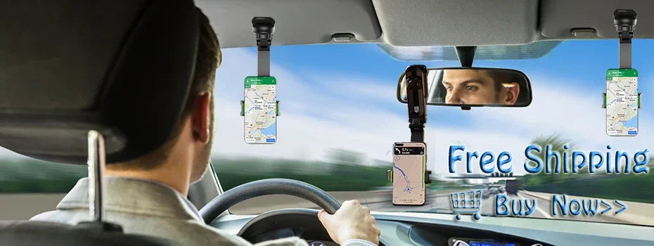 360° Rotating Rearview Mirror Phone Holder for Car