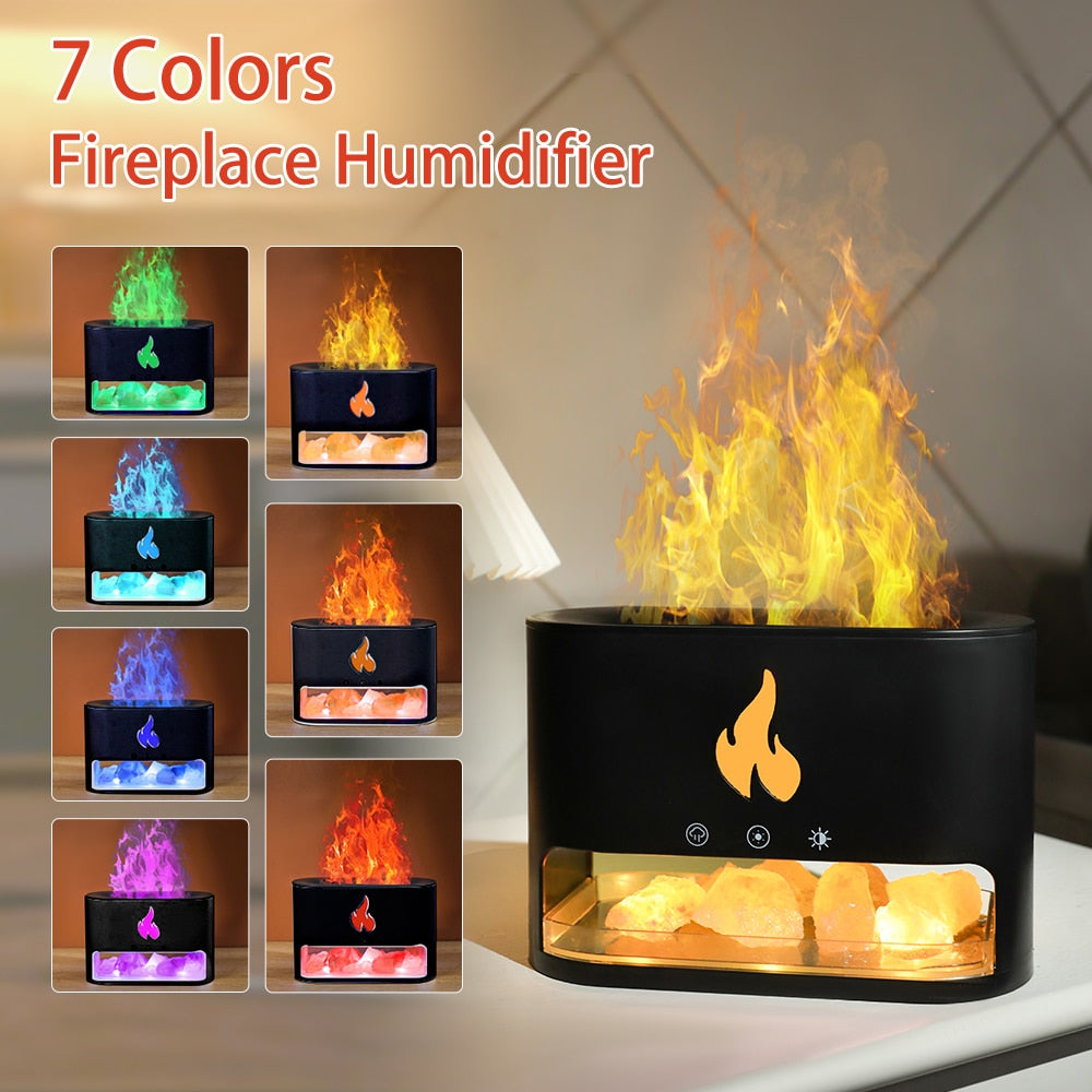 7 Colors Light Fireplace Air Humidifier Aroma Diffuser