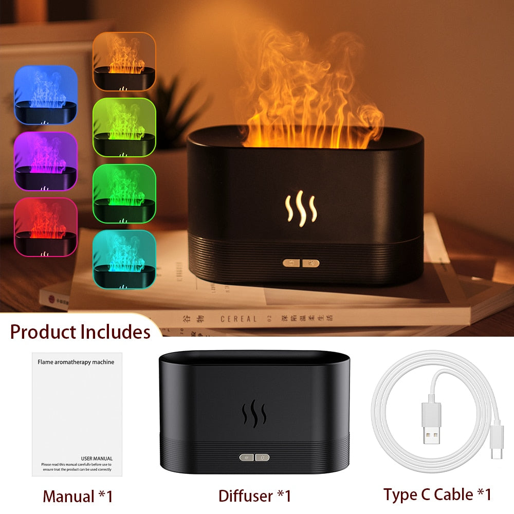 7 Colors Light Fireplace Air Humidifier Aroma Diffuser