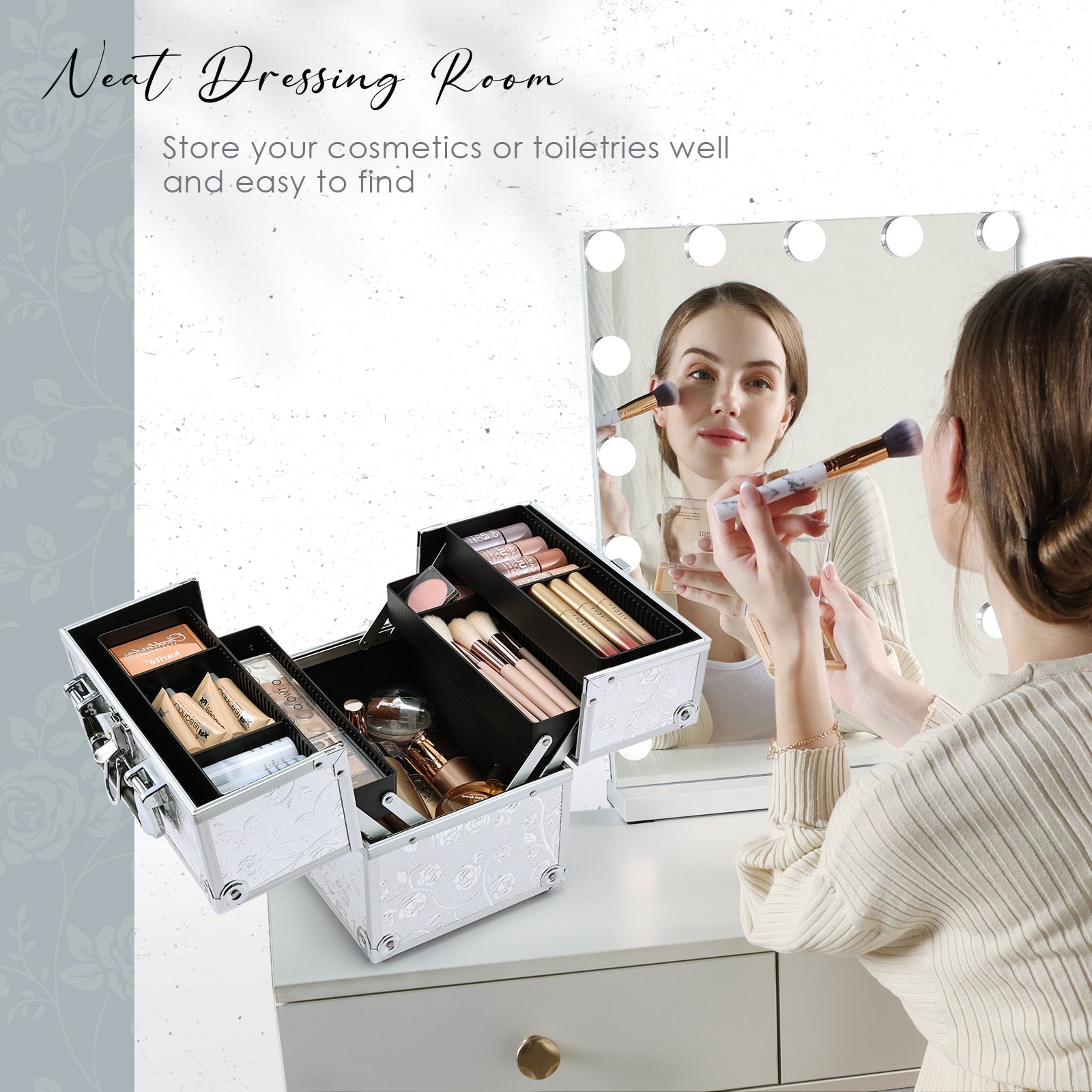 Makeup Organizer Jewelry Box Beauty Vanity Suitcase