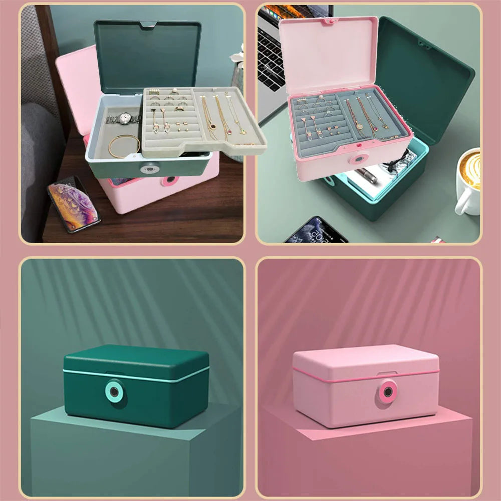 Biometric Fingerprint Safe Box Mini Safe Money Cash Jewelry Security Storage Box 
