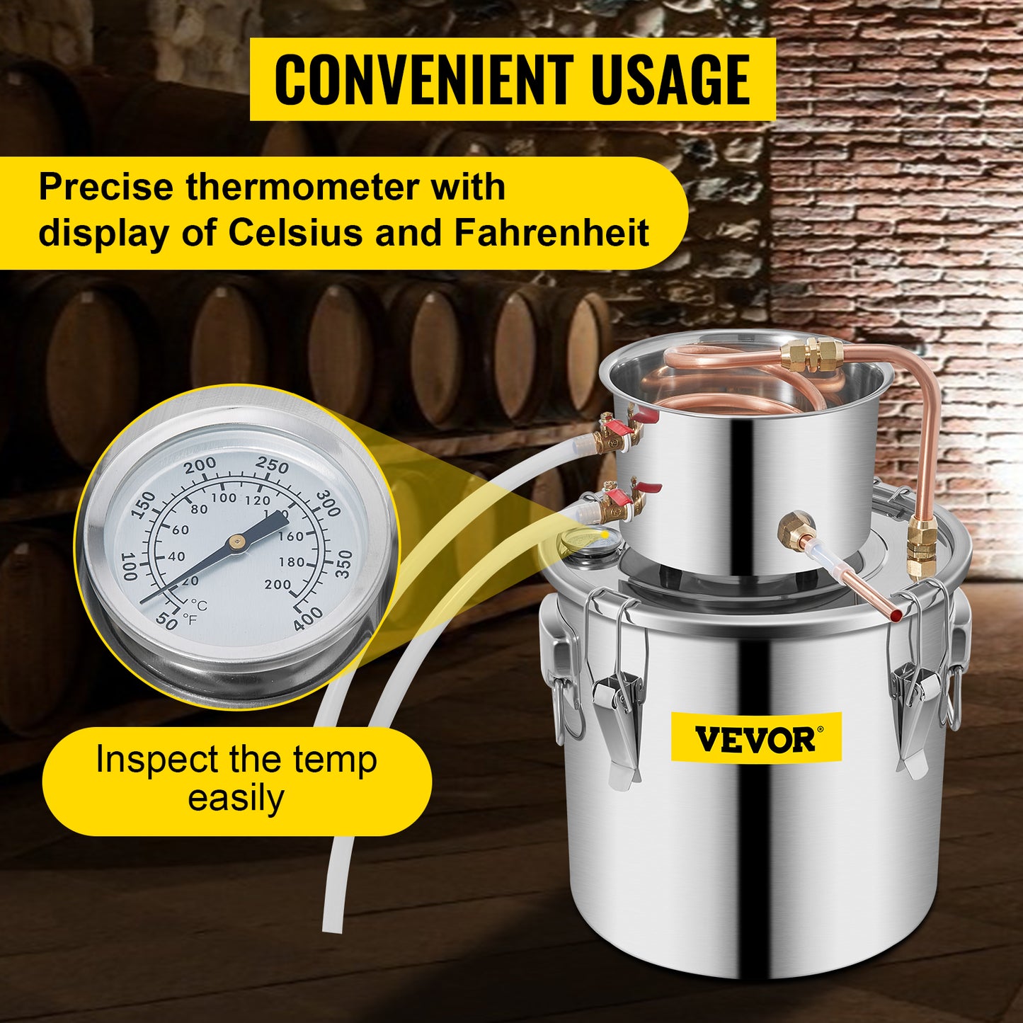 VEVOR 3/5/8 GAL Alcohol Fruit Wine Brandy Distiller DIY Kit