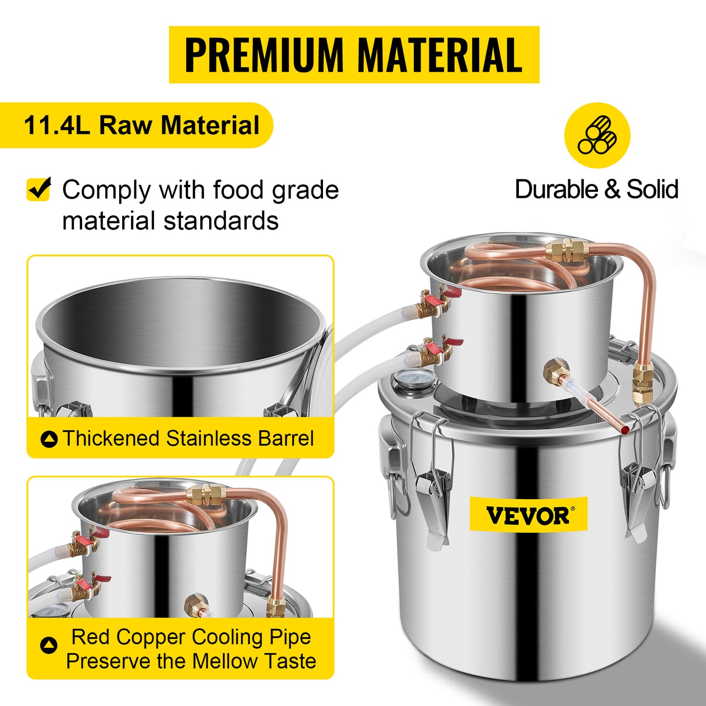 VEVOR 3/5/8 GAL Alcohol Fruit Wine Brandy Distiller DIY Kit