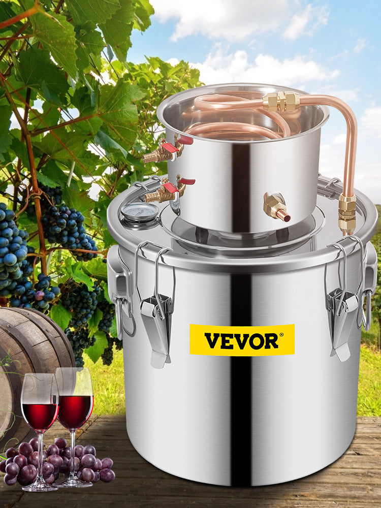 VEVOR 3/5/8 GAL Alcohol Fruit Wine Brandy Distiller DIY Kit
