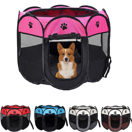 Pet Playpen Cat/Dog Tent Octagonal Cage Kennel 
