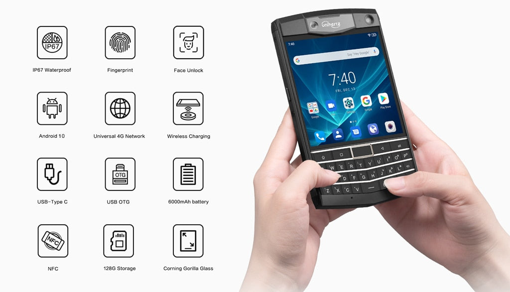   Android 10 6GB 128GB Unlocked QWERTY Smartphone